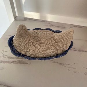 Vintage hen on a nest